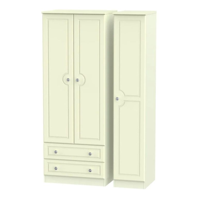Pembroke Cream 3 Door Tall Triple Wardrobe - LHF 2 Drawers