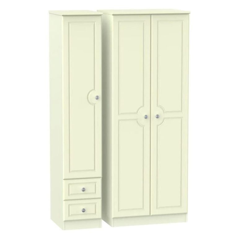 Pembroke Cream 3 Door Tall Triple Wardrobe - RHF 2 Drawers