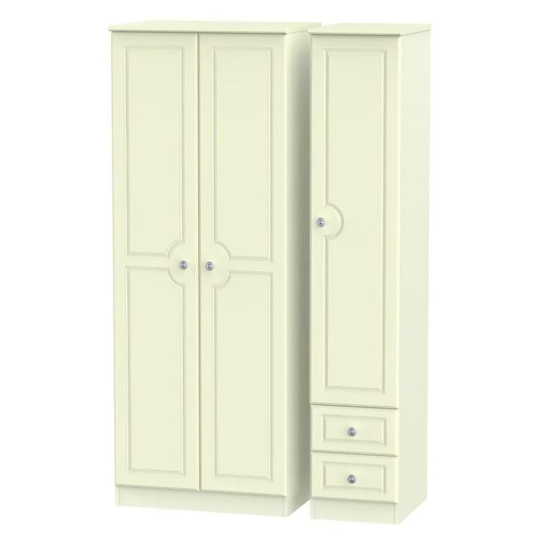 Pembroke Cream 3 Door Tall Triple Wardrobe - RHF 2 Drawers