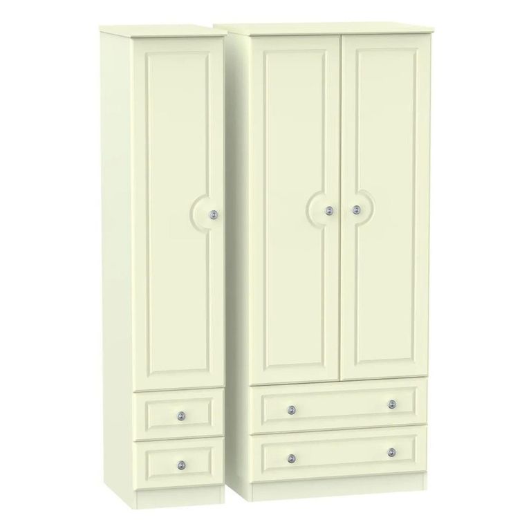 Pembroke Cream 3 Door Triple Wardrobe - 4 Drawers
