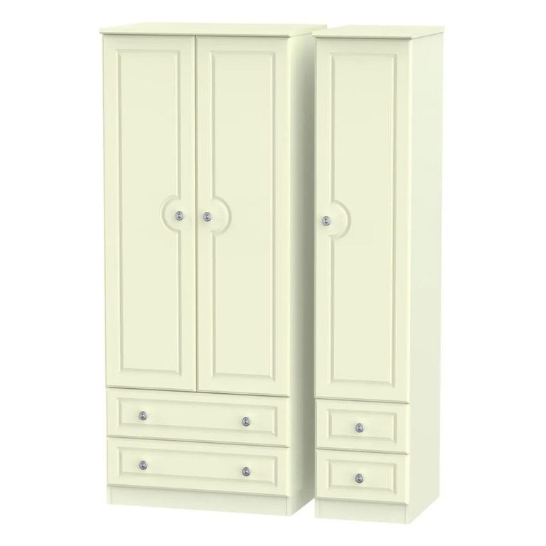 Pembroke Cream 3 Door Triple Wardrobe - 4 Drawers