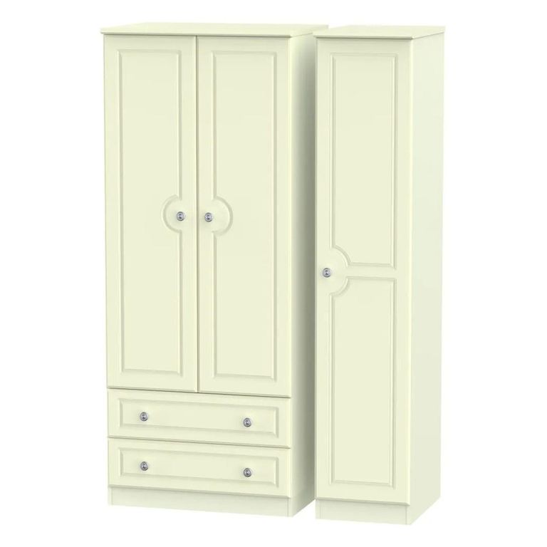 Pembroke Cream 3 Door Triple Wardrobe - LHF 2 Drawers