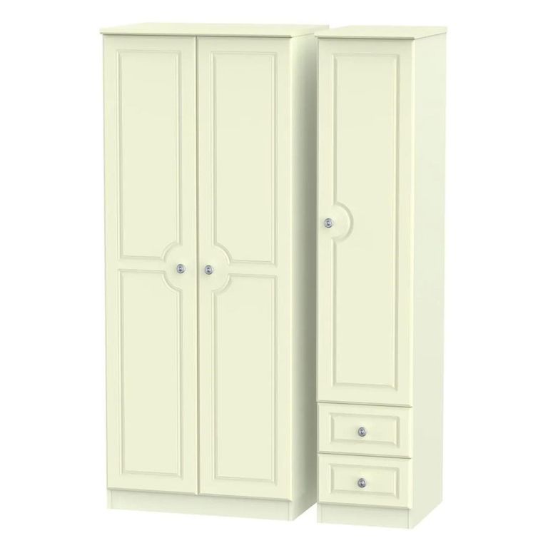 Pembroke Cream 3 Door Triple Wardrobe - RHF 2 Drawers