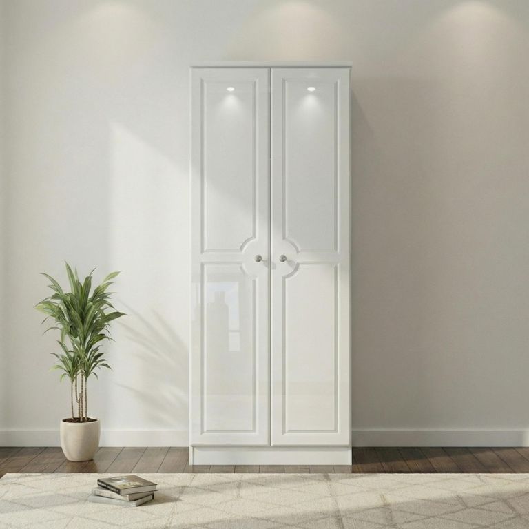 Pembroke White Gloss 2 Door Plain Tall Wardrobe