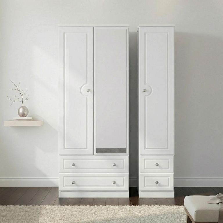 Pembroke White Gloss 3 Door Combi Wardrobe - 1 Mirror