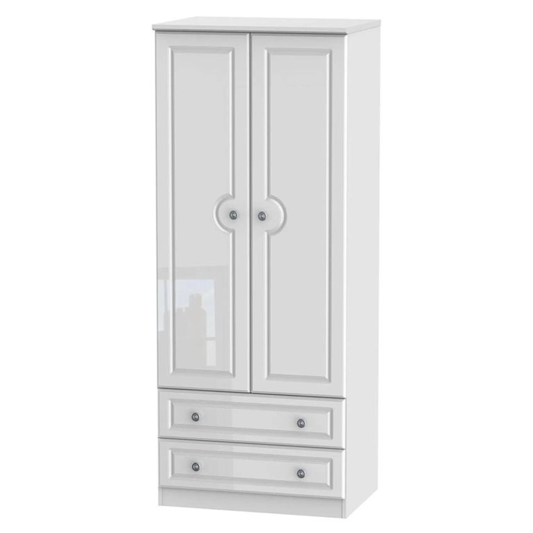 Pembroke White Gloss 2 Door 2 Drawer Double Wardrobe