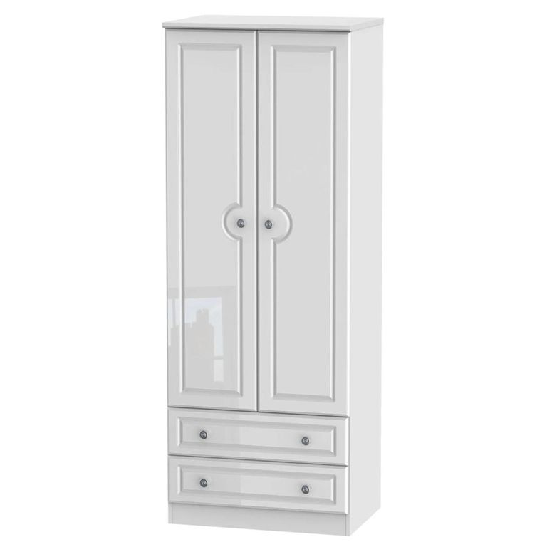 Pembroke White Gloss 2 Door 2 Drawer Tall Wardrobe
