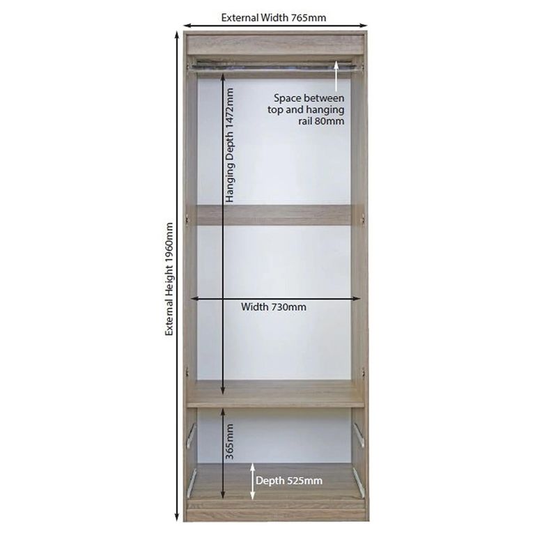 Pembroke White Gloss 2 Door 2 Drawer Tall Wardrobe