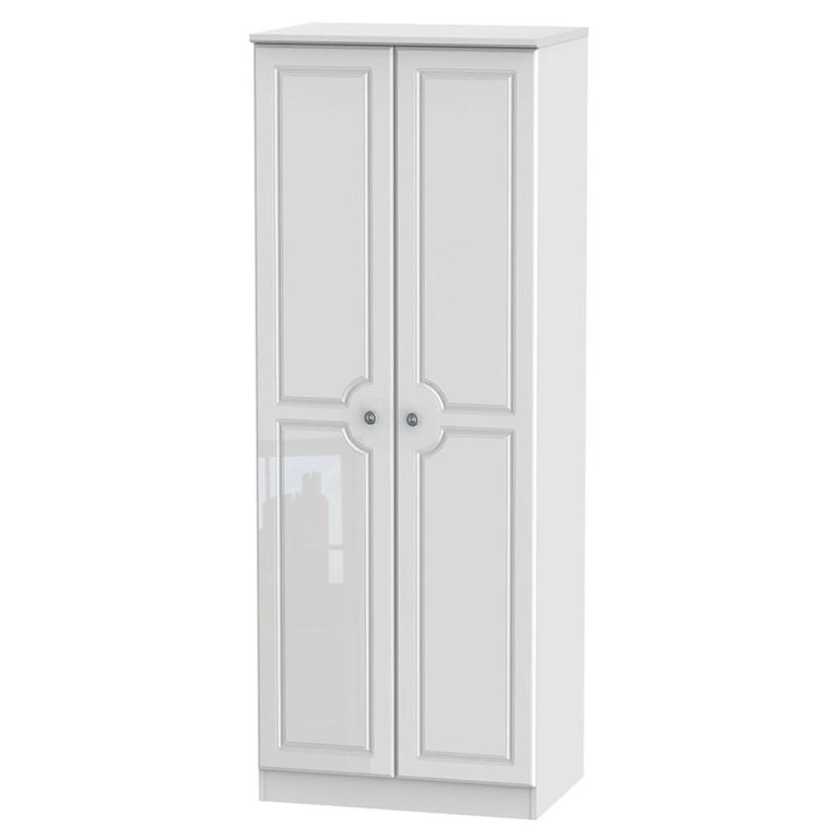 Pembroke White Gloss 2 Door Plain Tall Wardrobe