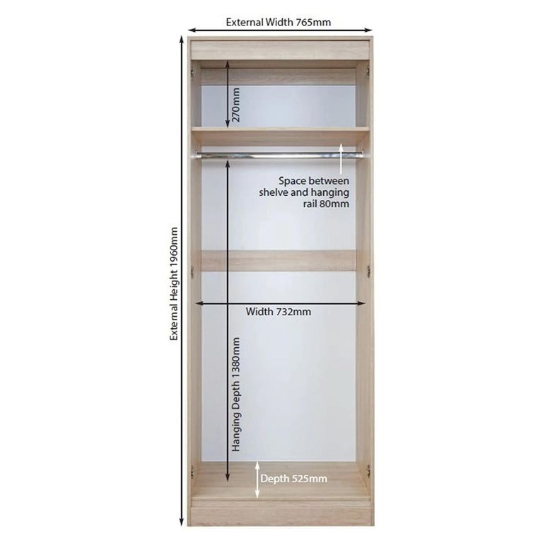 Pembroke White Gloss 2 Door Plain Tall Wardrobe
