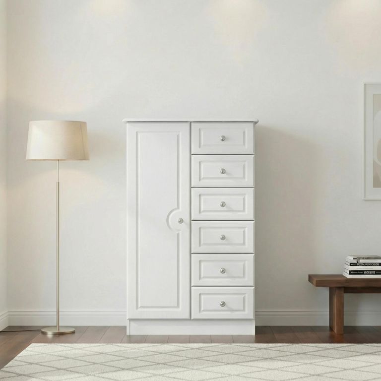 Pembroke White 1 Door Midi Wardrobe