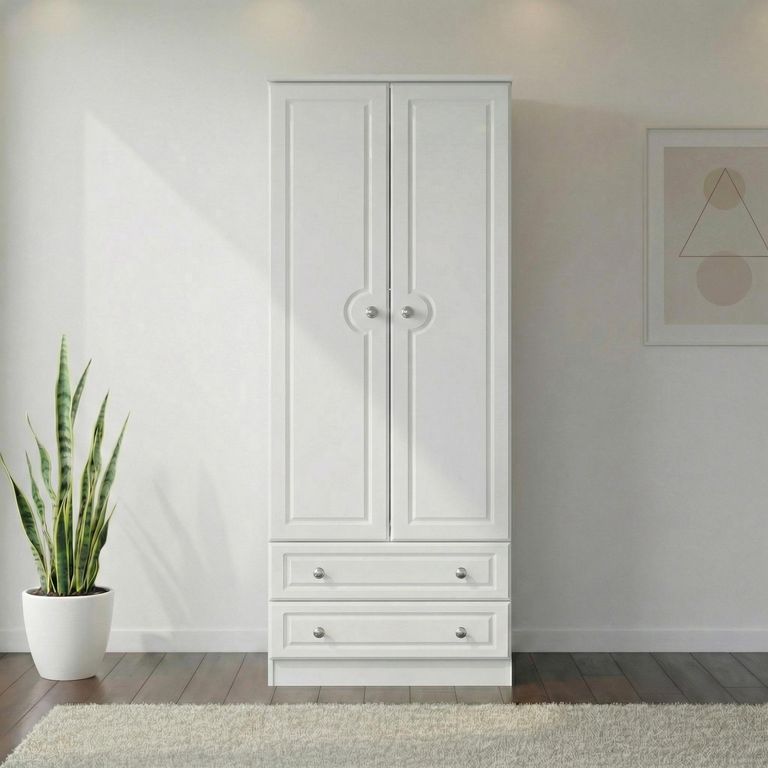 Pembroke White 2 Door 2 Drawer Tall Wardrobe