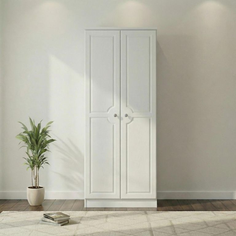 Pembroke White 2 Door Plain Tall Wardrobe