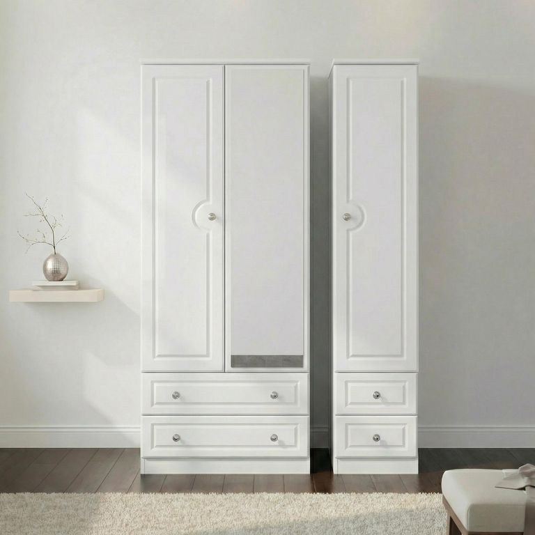 Pembroke White 3 Door Combi Wardrobe - 1 Mirror