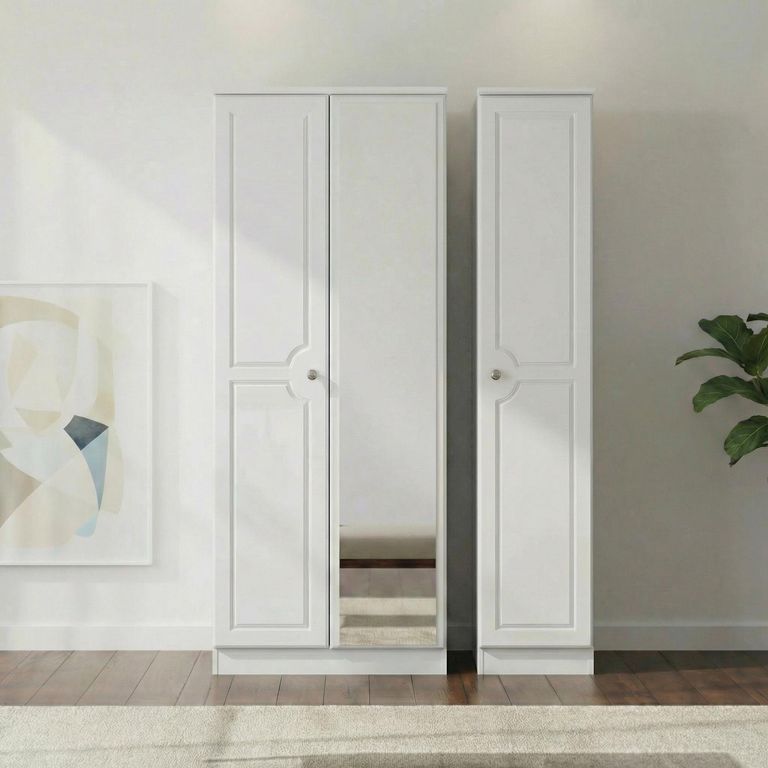 Pembroke White 3 Door Tall Triple Wardrobe - 1 Mirror