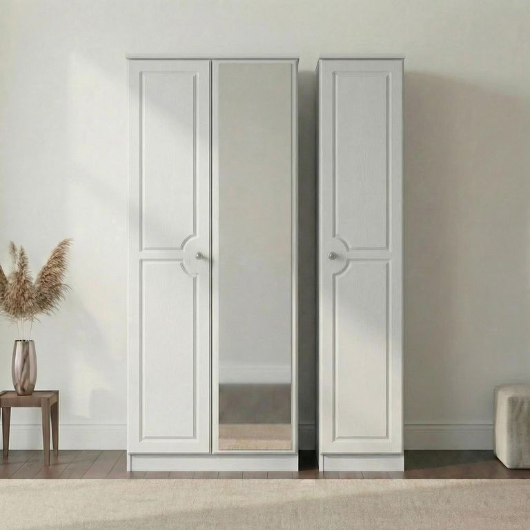 Pembroke White 3 Door Triple Wardrobe - 1 Mirror