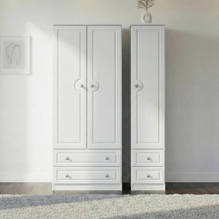 Pembroke White 3 Door Triple Wardrobe - 4 Drawers