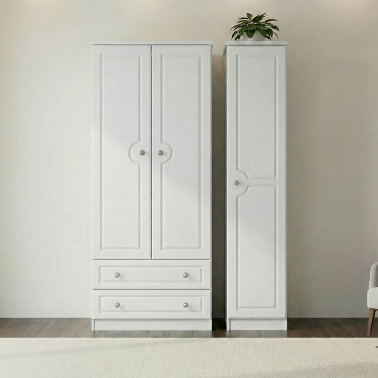 Pembroke White 3 Door Triple Wardrobe - LHF 2 Drawers