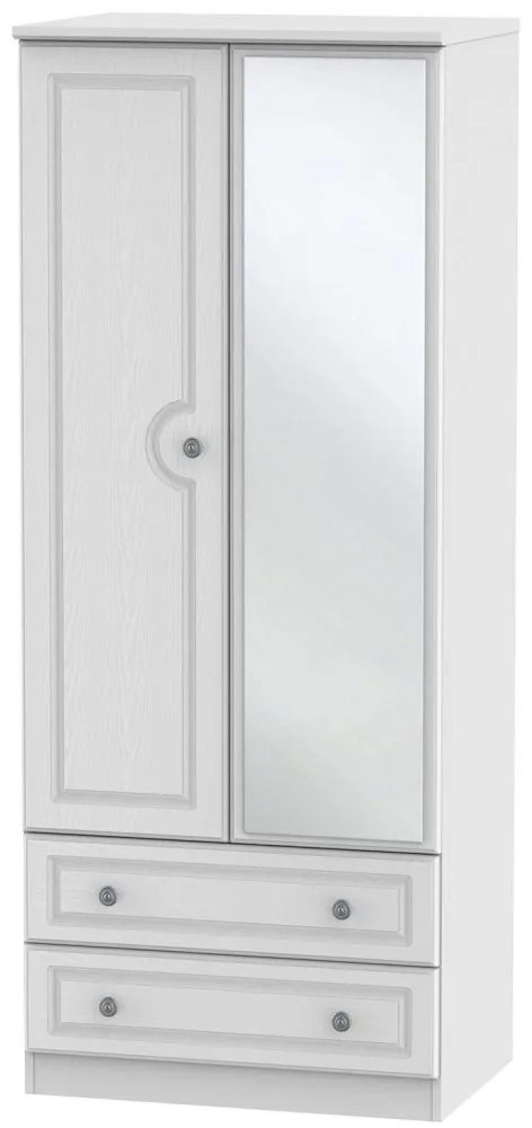 Pembroke Wardrobe - 2 Door - Combi - 1 Mirror - White