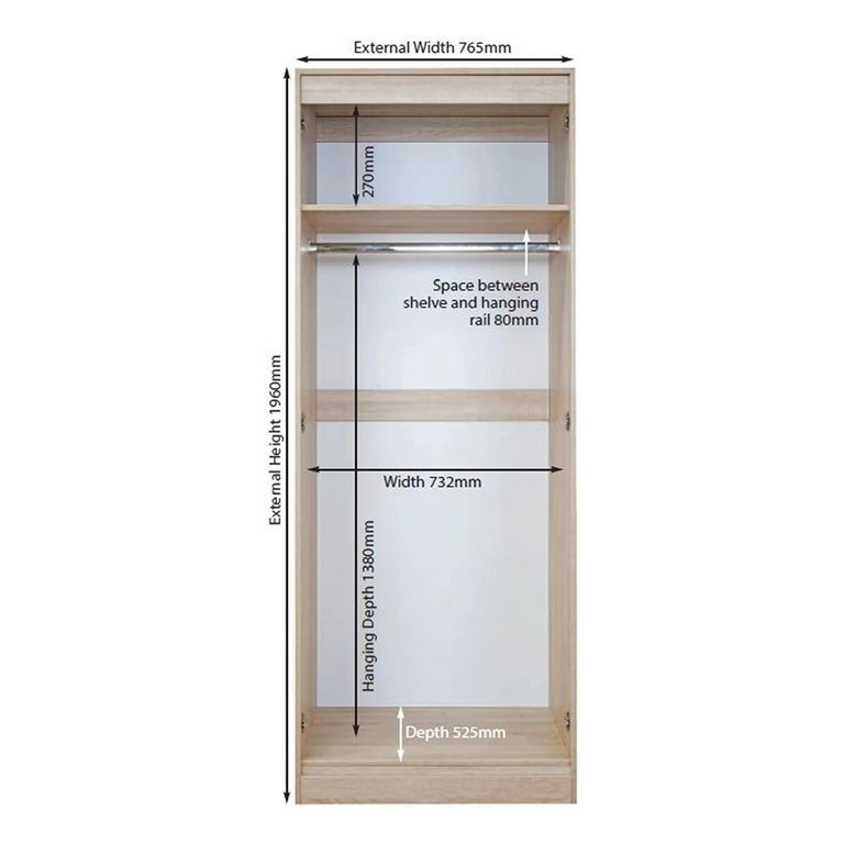Pembroke White 2 Door Plain Tall Wardrobe