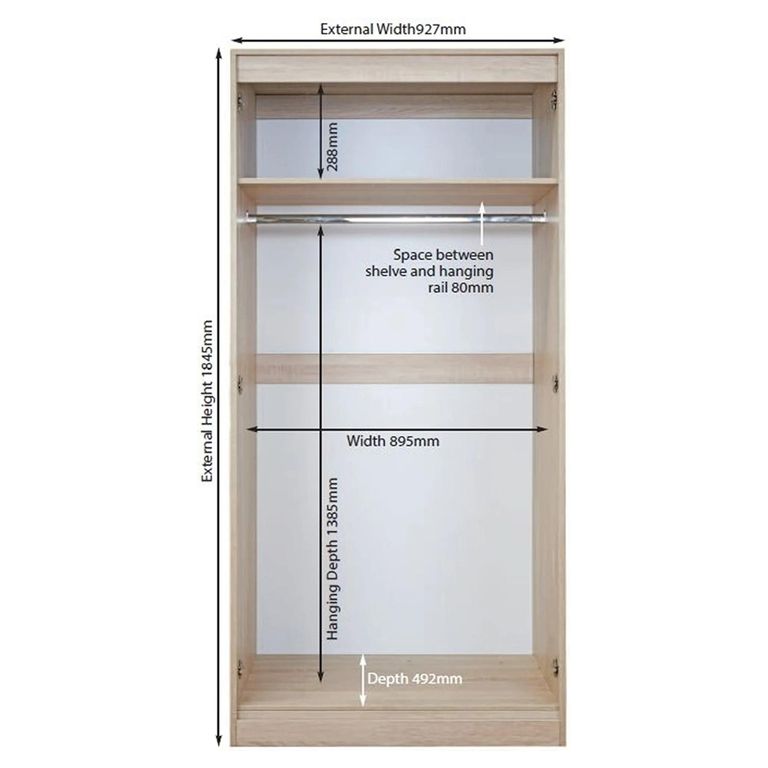 Pembroke White 2 Door Plain Wardrobe - H 182cm