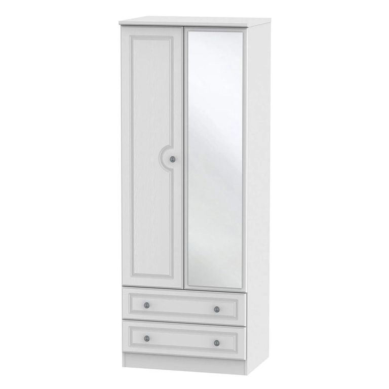 Pembroke White 2 Door Tall Combi Wardrobe - 1 Mirror