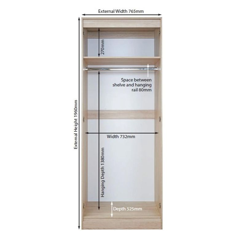 Pembroke White 2 Door Tall Wardrobe - 1 Mirror