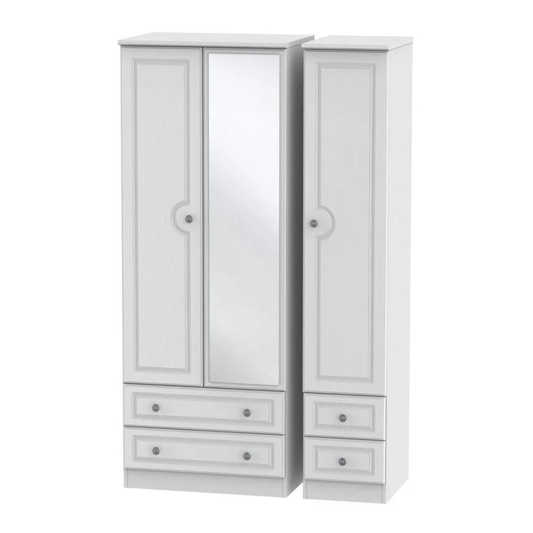 Pembroke Wardrobe - 3 Door - 1 Mirror - Tall - Combi - White