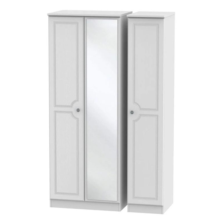 Pembroke White 3 Door Tall Triple Wardrobe - 1 Mirror