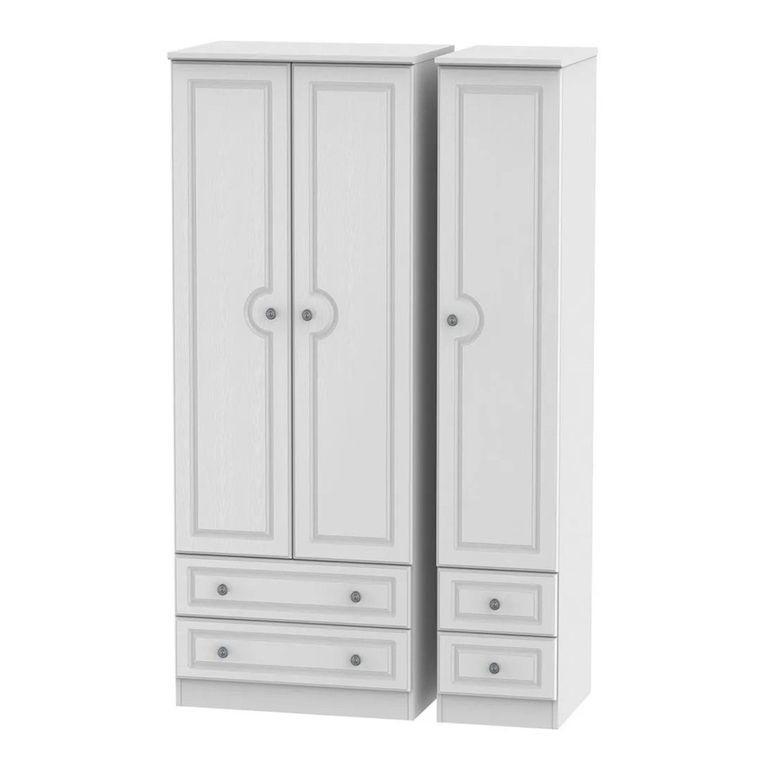 Pembroke Wardrobe - 3 Door - 4 Drawers - Tall - Triple - White