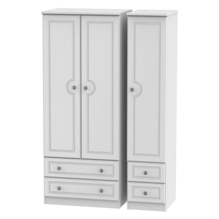 Pembroke White 3 Door Triple Wardrobe - 4 Drawers