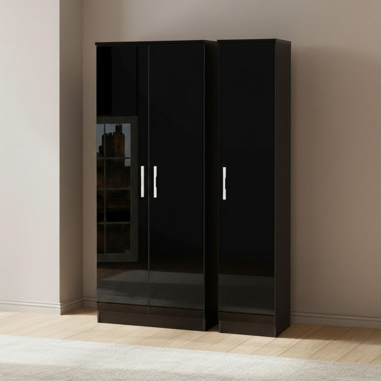 Knightsbridge Triple Wardrobe - 3 Door - Black Gloss