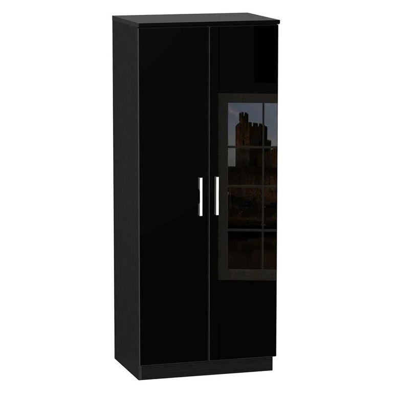 Knightsbridge Plain Wardrobe - 2 Door - Black Gloss