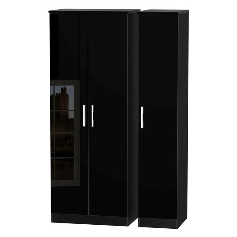 Knightsbridge Triple Wardrobe - 3 Door - Black Gloss