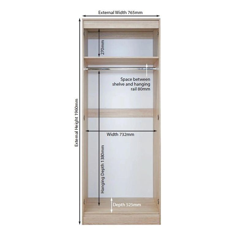 Knightsbridge Wardrobe - 2 Door - 1 Mirror - Tall - White Gloss and Black