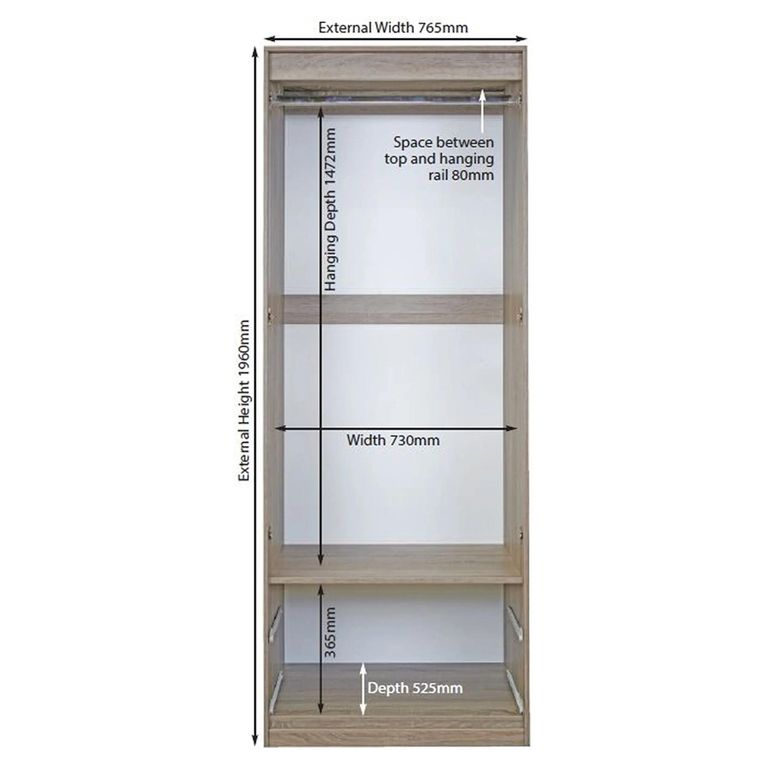 Knightsbridge Wardrobe - 2 Door - 2 Drawer - Tall - White Gloss and Black