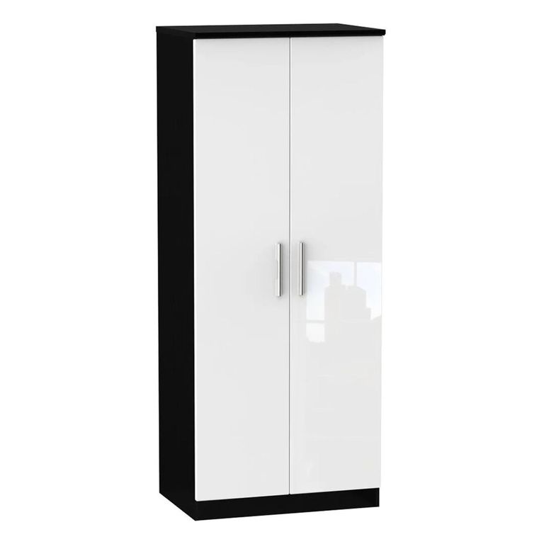 Knightsbridge Wardrobe - 2 Door - Plain - White Gloss and Black