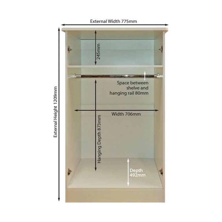 Knightsbridge Wardrobe - Midi - White Gloss and Black