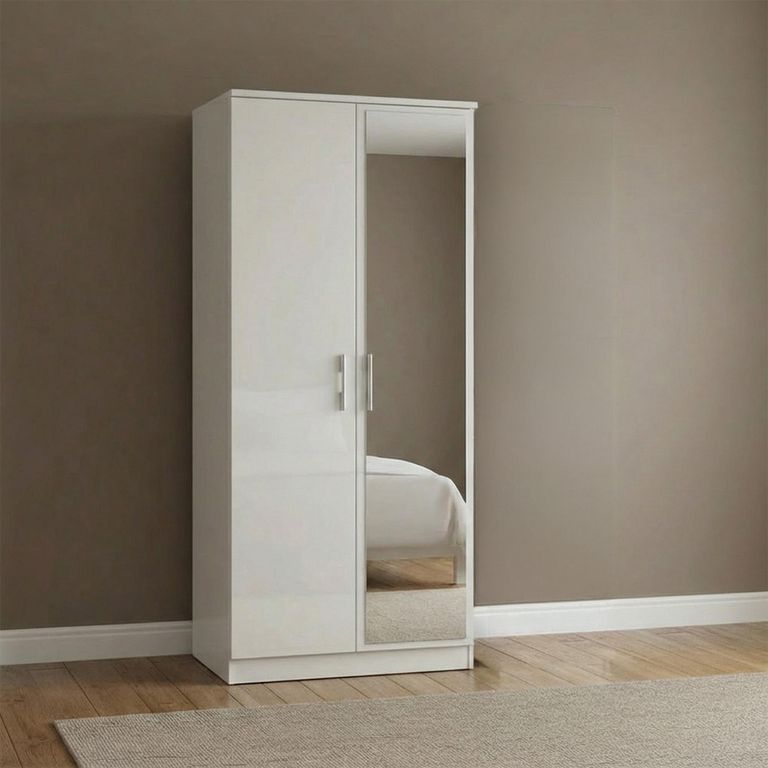 Knightsbridge Wardrobe - 2 Door - 1 Mirror - White Gloss