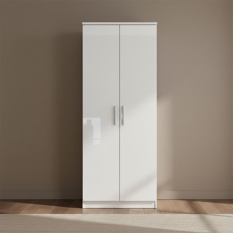 Knightsbridge Wardrobe - 2 Door - Plain - Tall - White Gloss