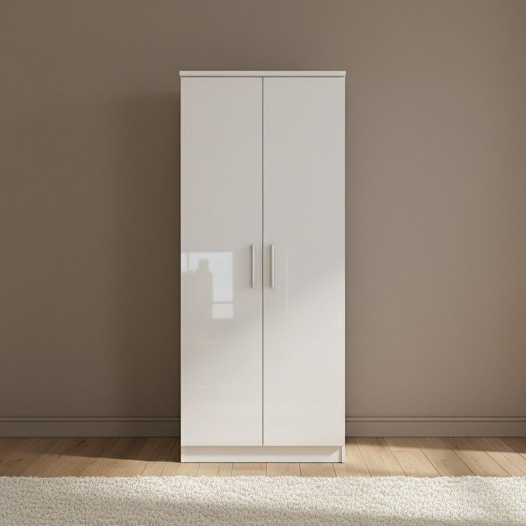 Knightsbridge Wardrobe - 2 Door - Plain - White Gloss