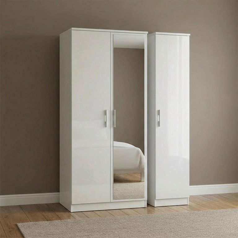Knightsbridge Wardrobe - 3 Door - 1 Mirror - Triple - White Gloss