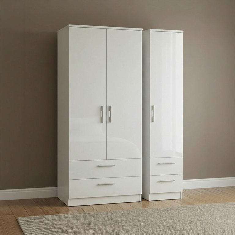 Knightsbridge Wardrobe - 3 Door - 4 Drawer - Triple - White Gloss