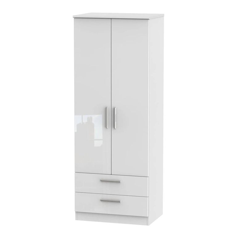 Knightsbridge Wardrobe - 2 Door - 2 Drawer - Tall - White Gloss