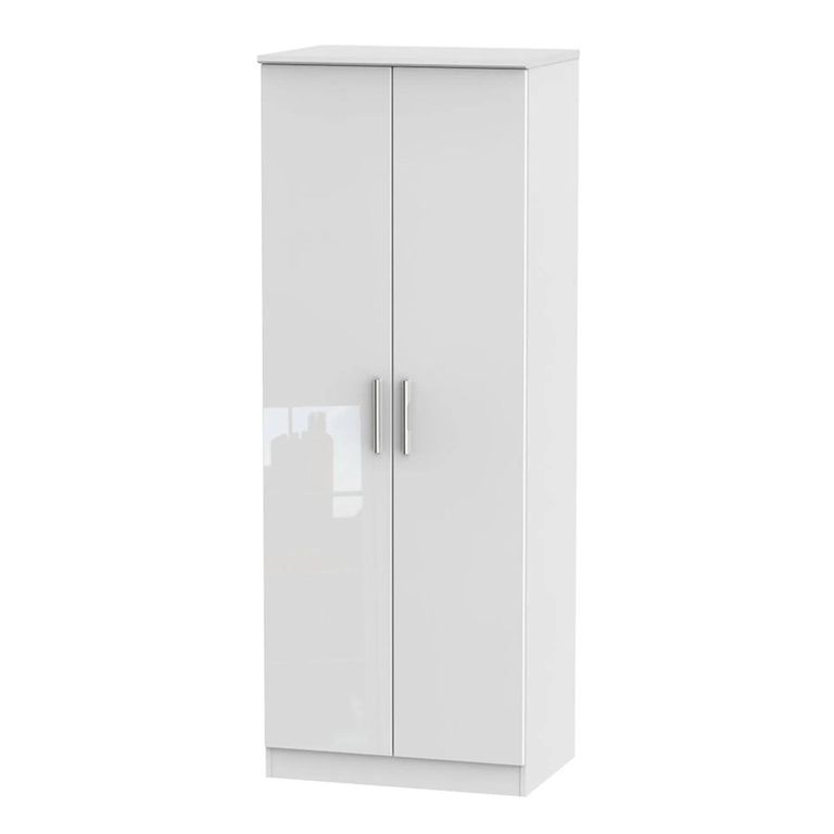 Knightsbridge Wardrobe - 2 Door - Plain - Tall - White Gloss