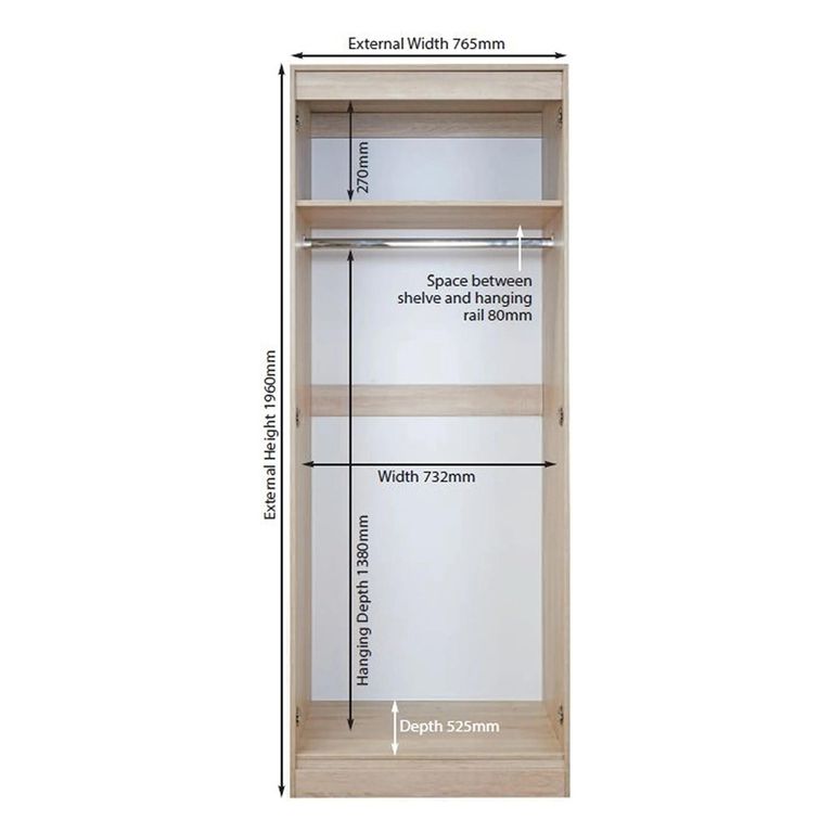 Knightsbridge Wardrobe - 2 Door - Plain - Tall - White Gloss