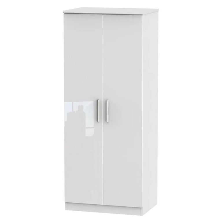 Knightsbridge Wardrobe - 2 Door - Plain - White Gloss