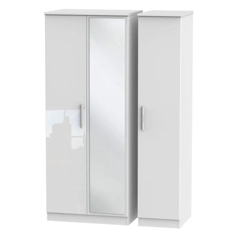 Knightsbridge Wardrobe - 3 Door - 1 Mirror - Triple - White Gloss