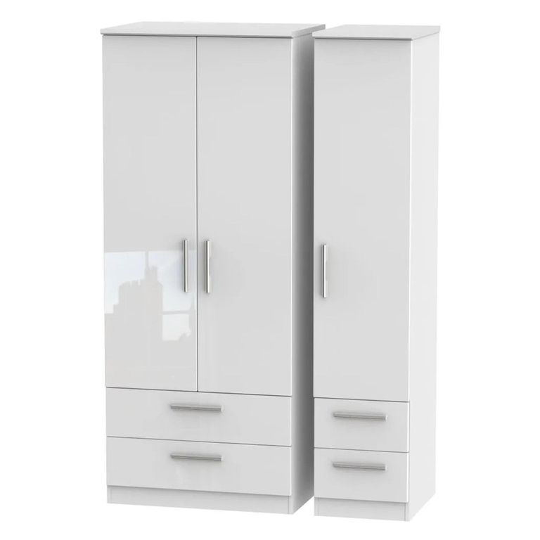 Knightsbridge Wardrobe - 3 Door - 4 Drawer - Triple - White Gloss