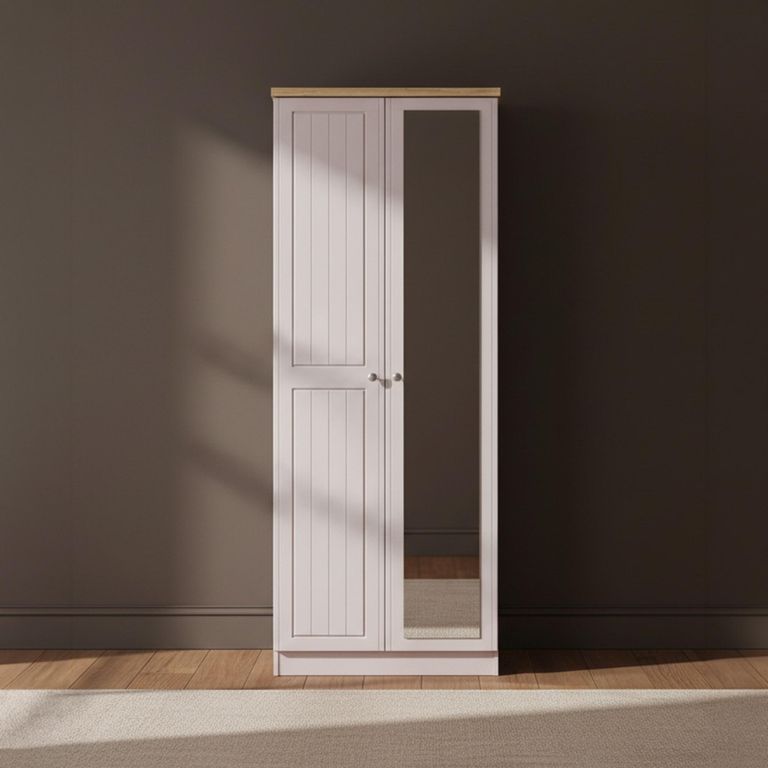 Vienna Wardrobe - 2 Door - 1 Mirror - Tall - Cashmere